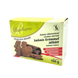   Kakaókrémmel töltött, étbevonó talpas kakaós állatos keksz gluténmentes 150g Barbara