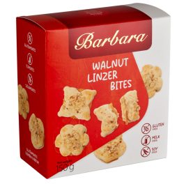   Dióval szórt, kajszibarackízzel töltött linzer Gluténmentes omlós sütemény 150g Barbara